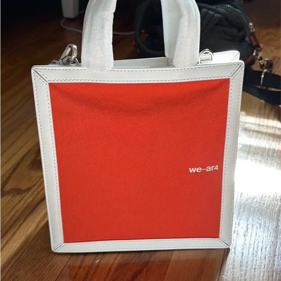 we-ar4 ICONIC pastry box bag in orange and white 100% leather - Picture 4 of 4